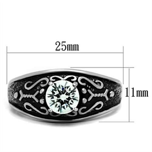 Polierter Edelstahlring mit CZ-Stein