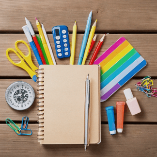 School supplies — pencils, notebooks, pens and stationery