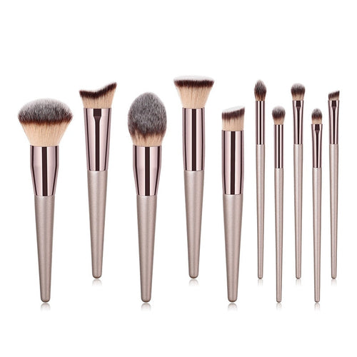 10-teiliges Make-up-Pinselset in Champagner