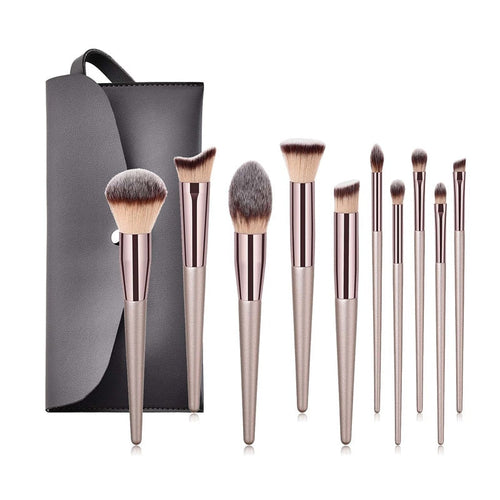 10-teiliges Make-up-Pinselset in Champagner